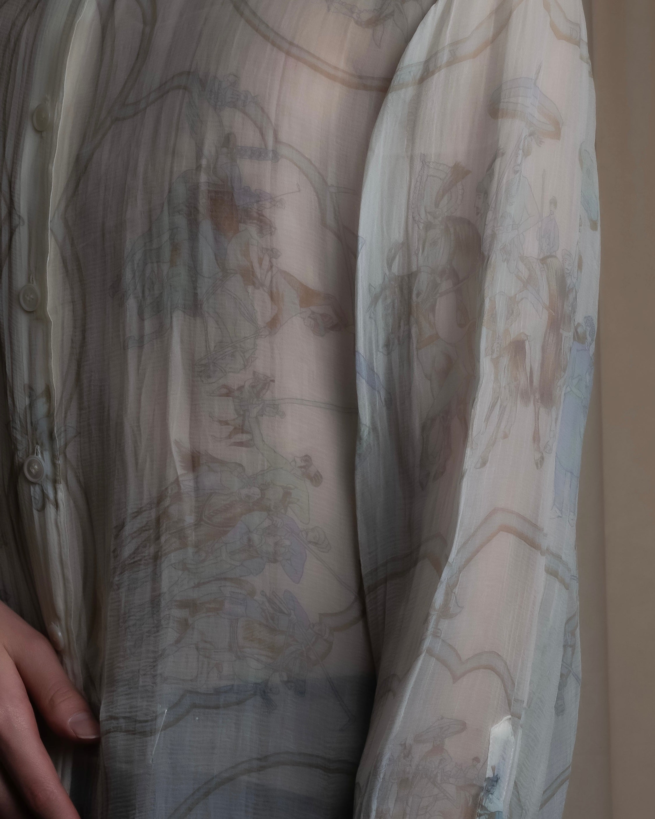 "HERMES" Margiela period abstract pattern shirt