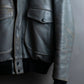 "VANSON" Out pocket design ribbed leather jacket