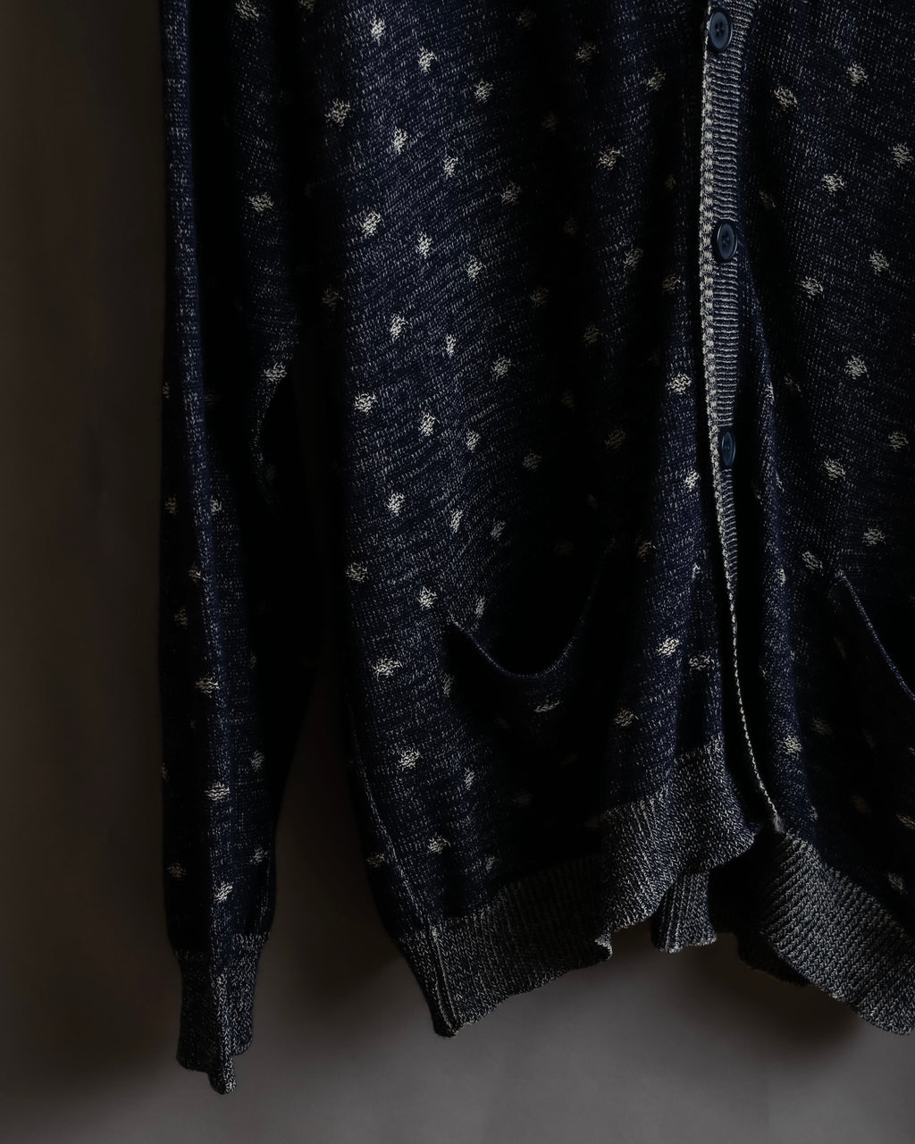 "Vintage abstract polka dot knit cardigan"