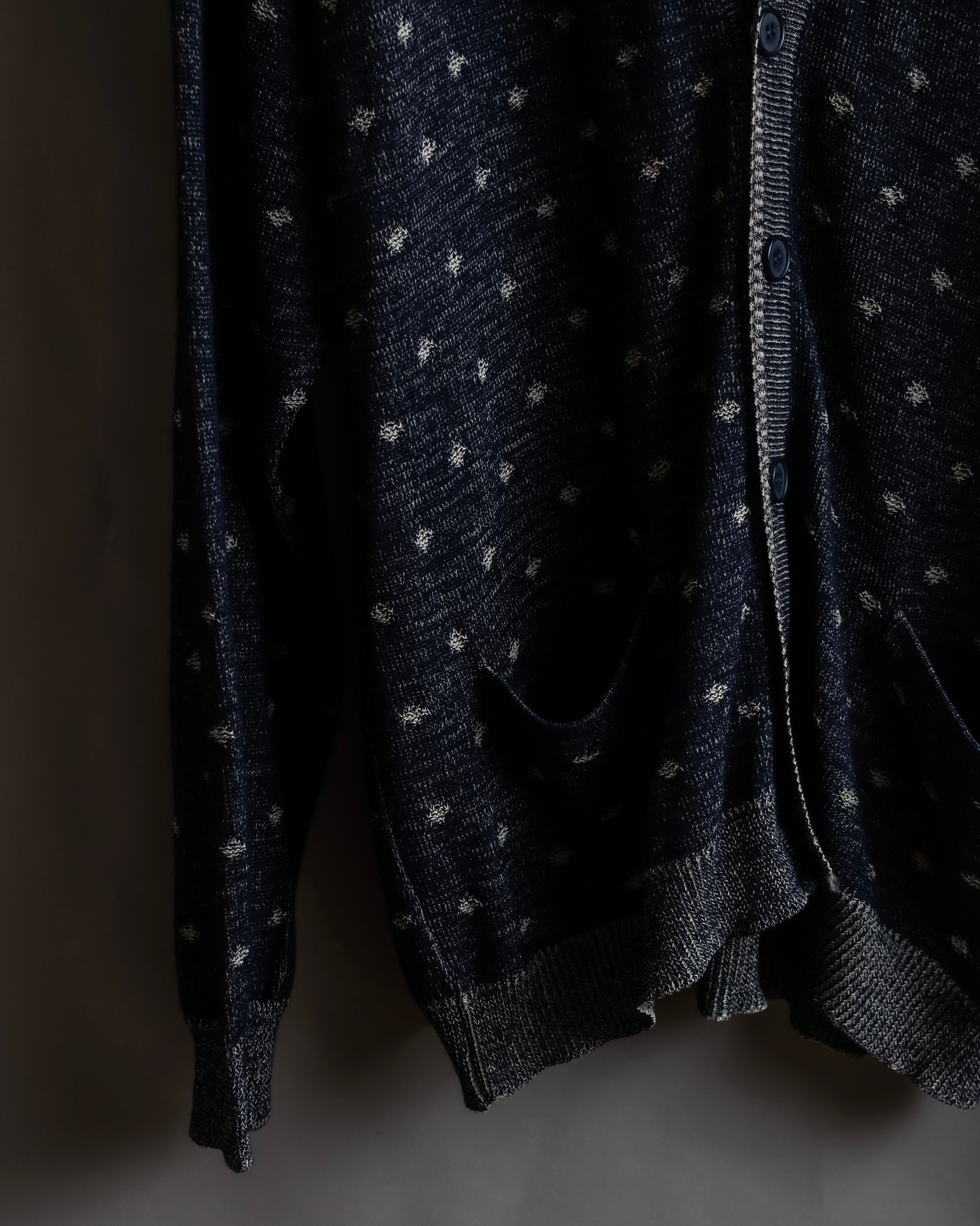 "Vintage abstract polka dot knit cardigan"