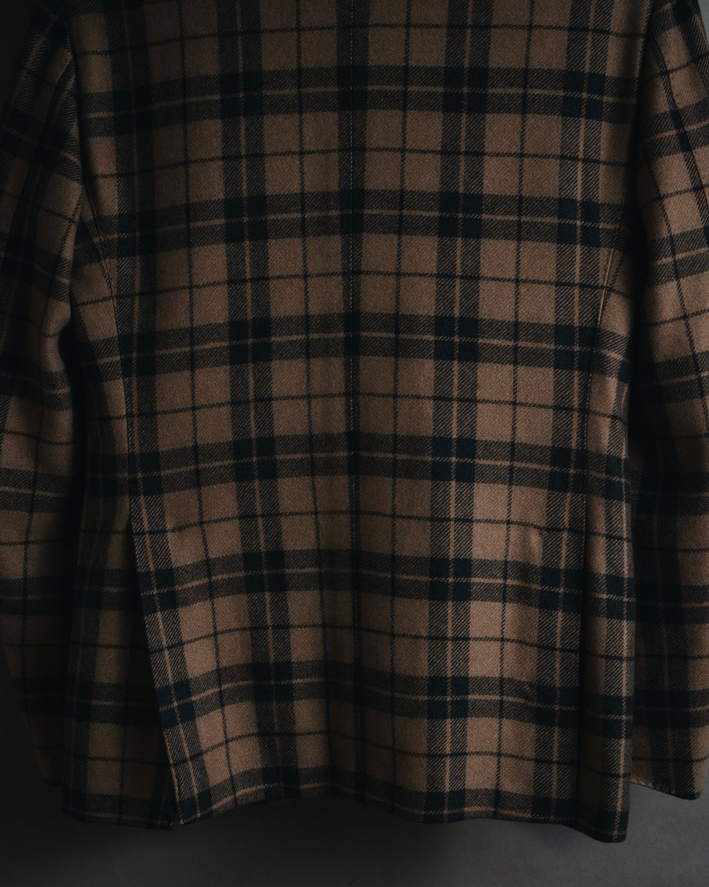 "LARDINI" Checked three-button soft-shoulder tailored jacket