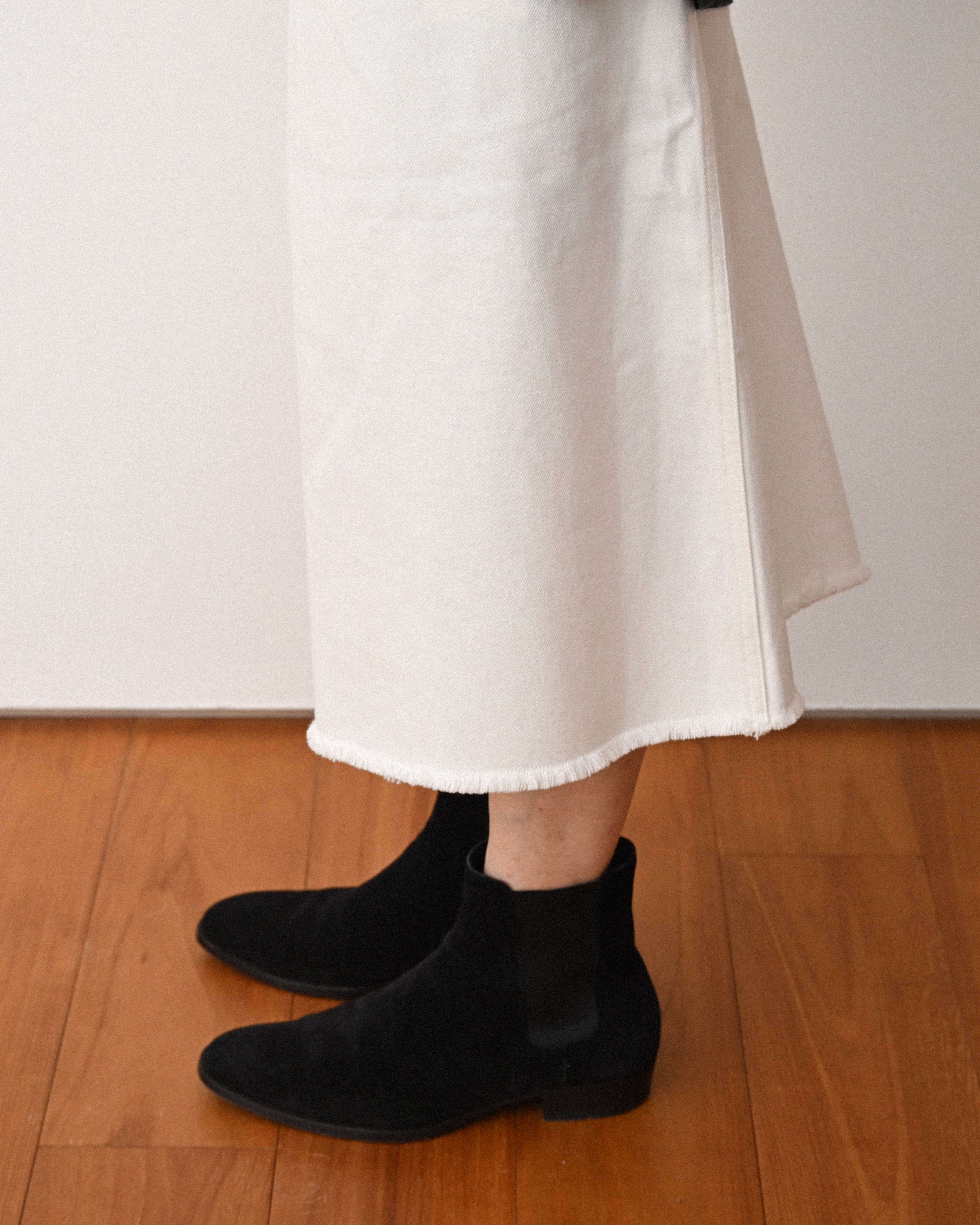 CÉLINE by Phoebe Philo/ Metal Hook Detail Denim Wrap Skirt White