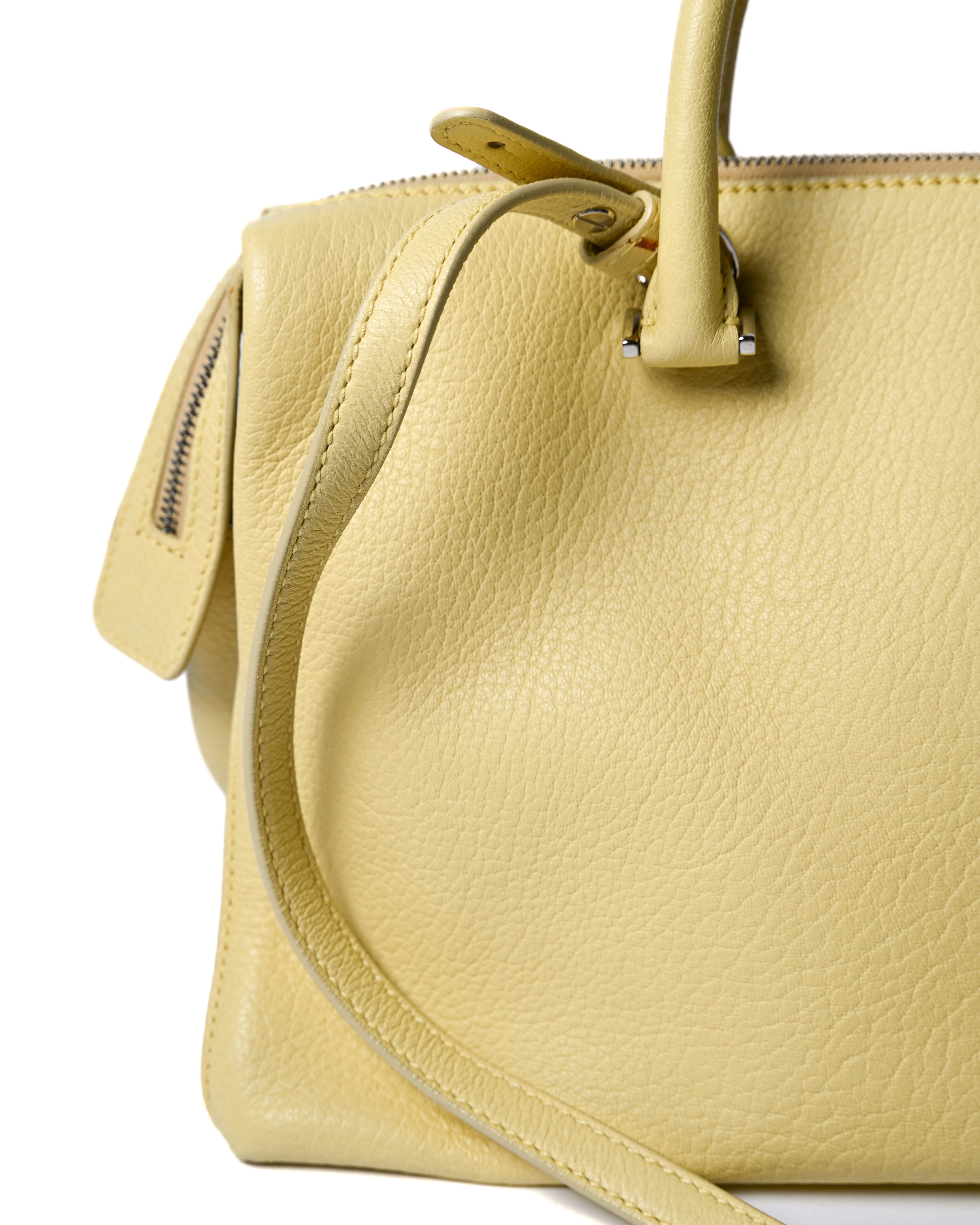 JIL SANDER/ Minimal Designed 2 Way Boston Bag Pastel Yellow