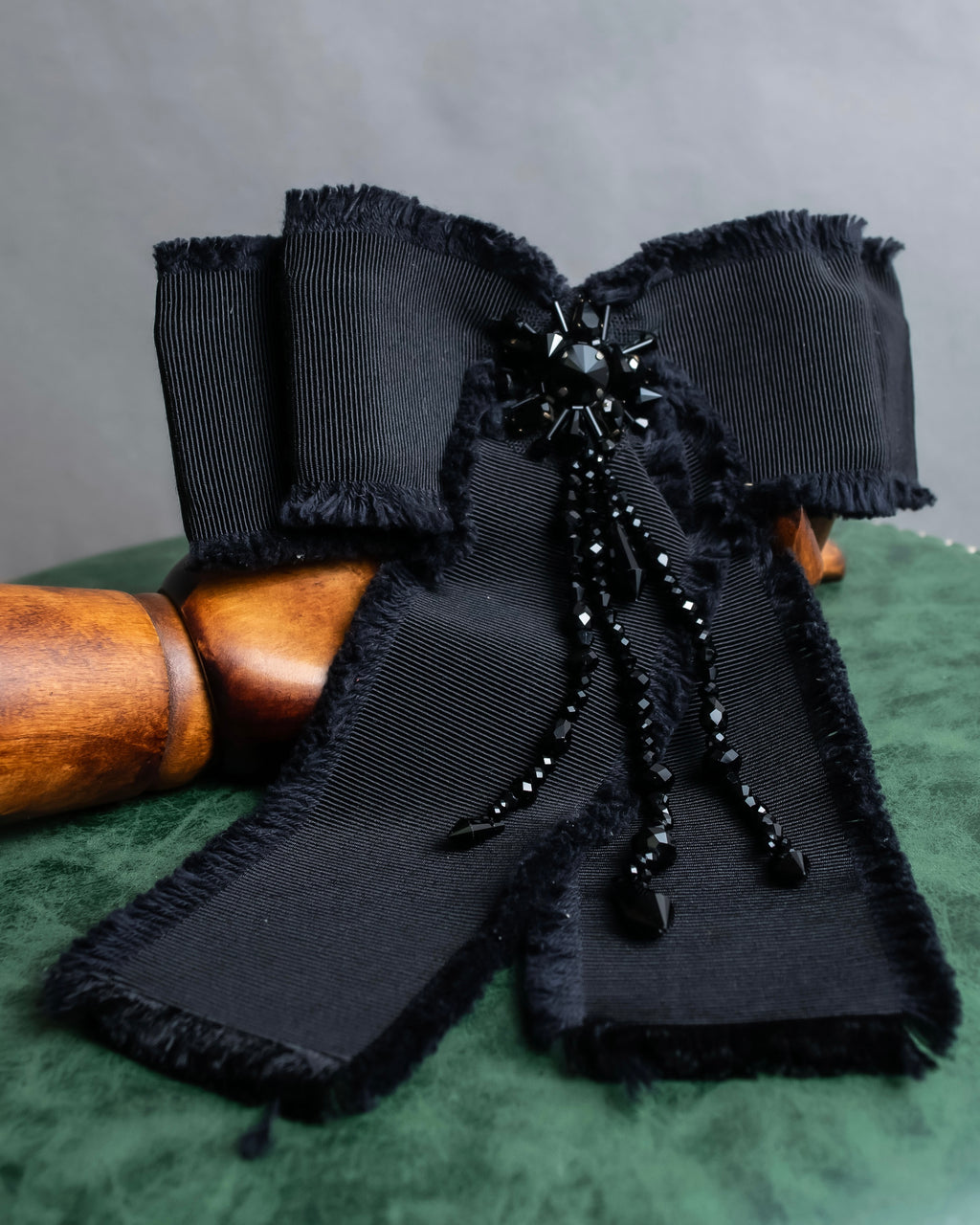 "GUCCI" Black bejeweled grosgrain ribbon