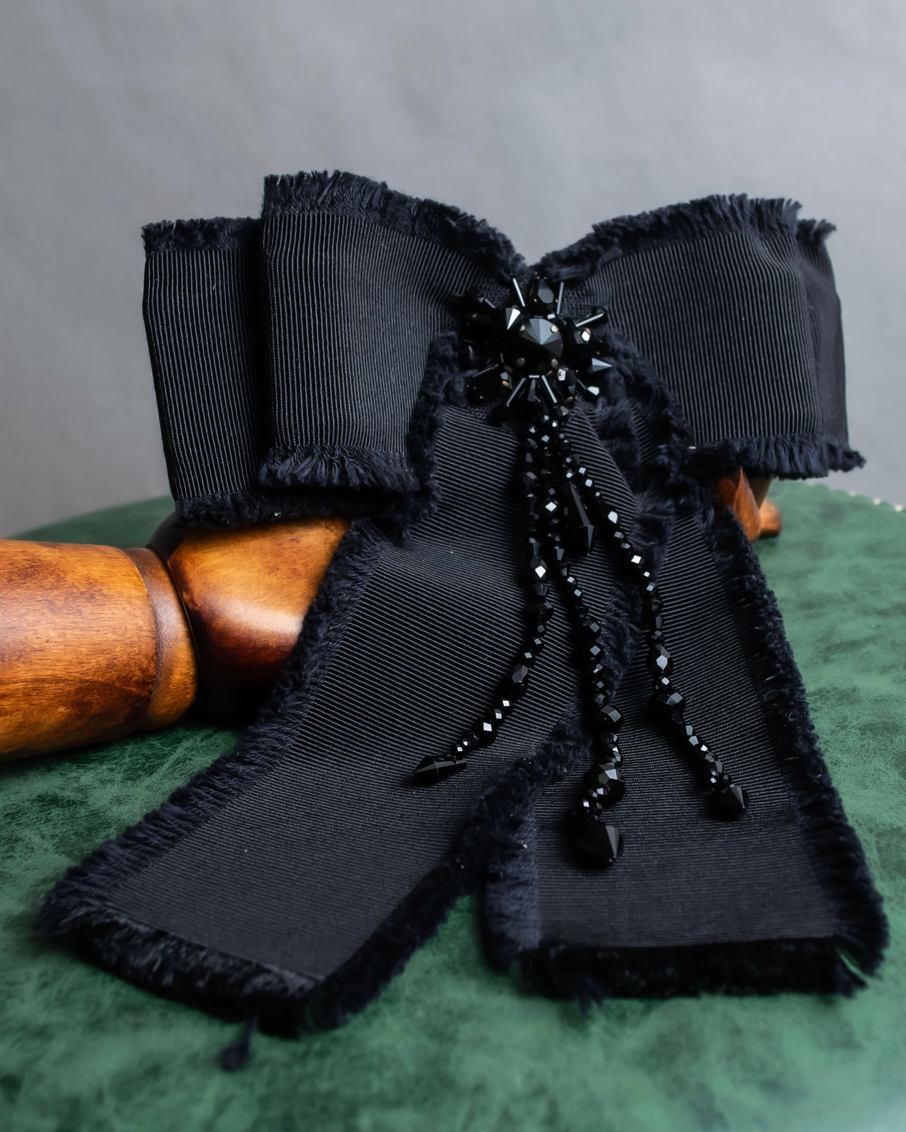 "GUCCI" Black bejeweled grosgrain ribbon