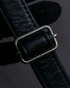 "JEAN PAUL GAULTIER" Logo engraved clasp frame 2way leather bag