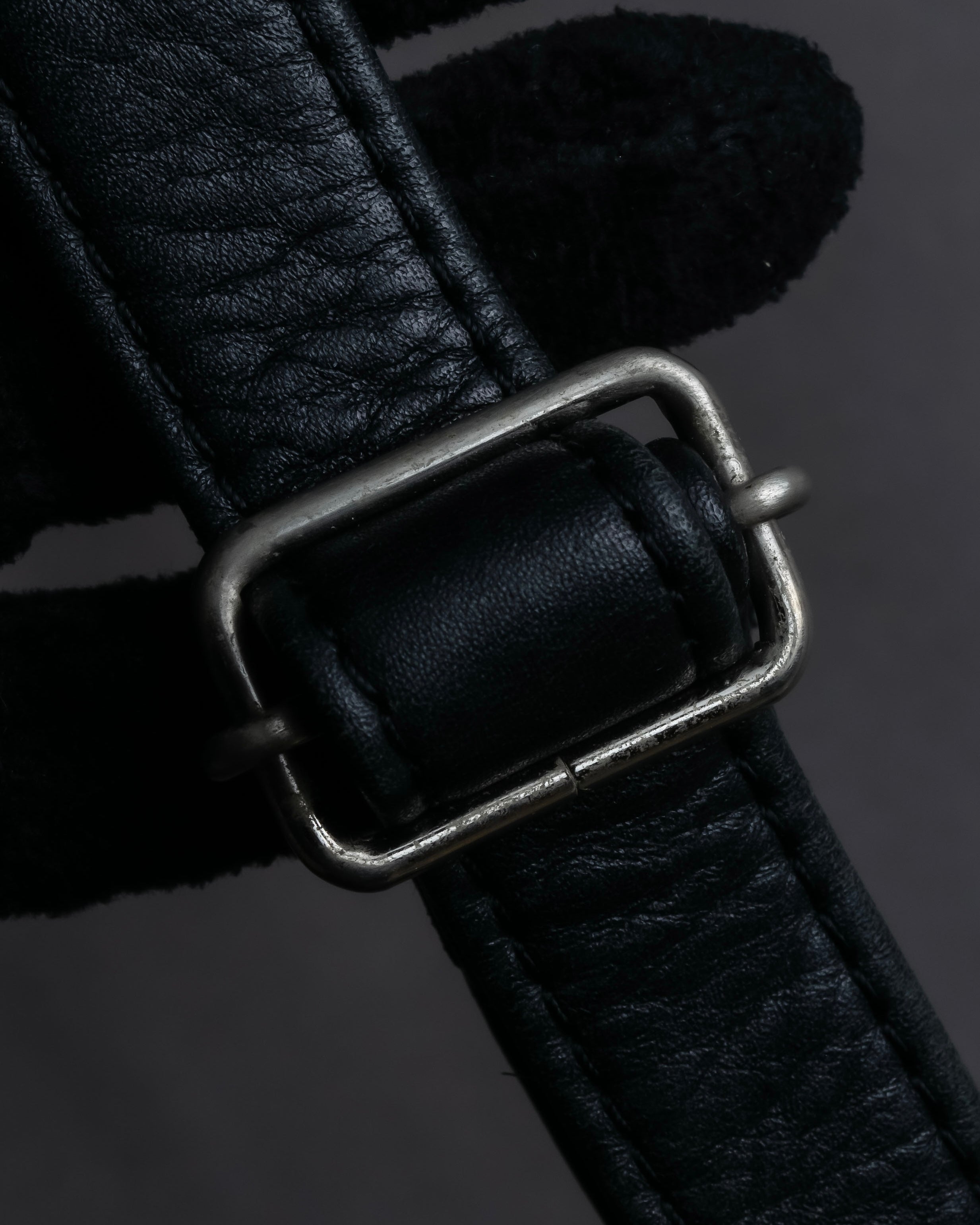 "JEAN PAUL GAULTIER" Logo engraved clasp frame 2way leather bag