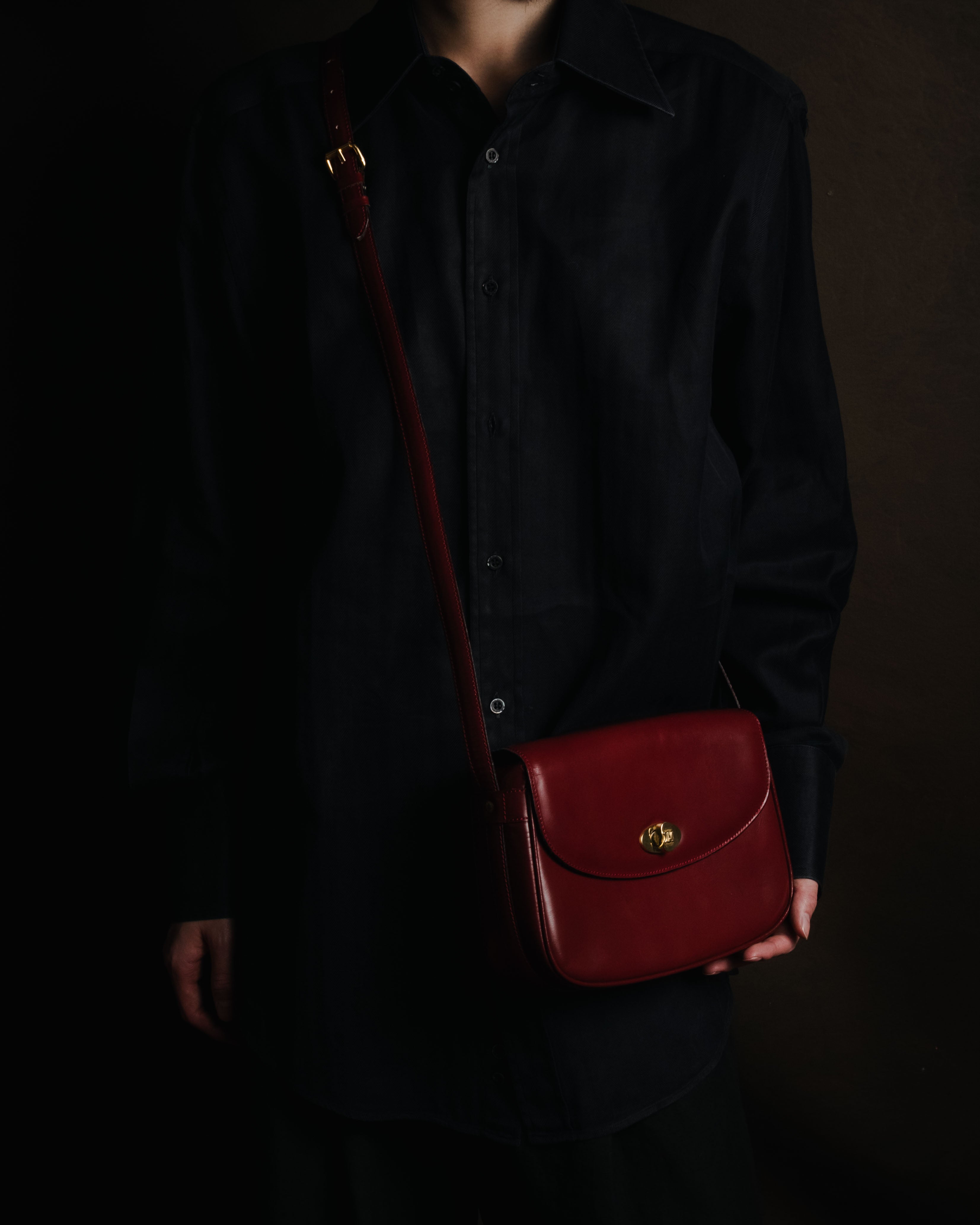 "CELINE" 2019-22 Heritage turn-lock box calf shoulder bag