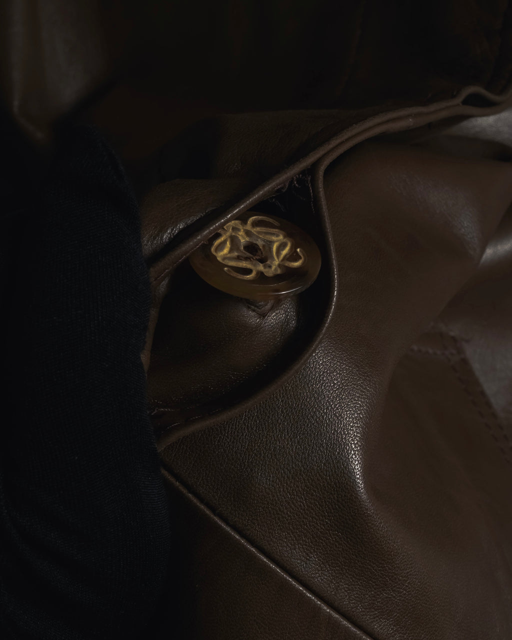 -SPECIAL- "LOEWE" 80’s Military detail stencil leather coat