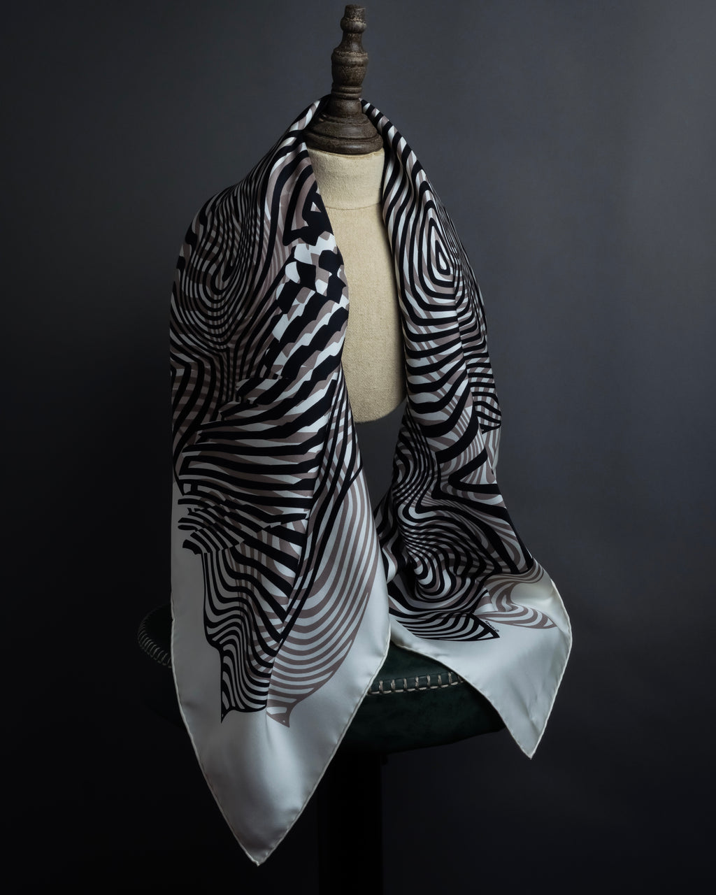 "HERMES" Zebra abstract print Carre 90 silk scarf