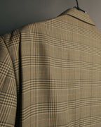 "GUCCI" 90's-00's Vintage houndstooth and glen check structured cotton jacket