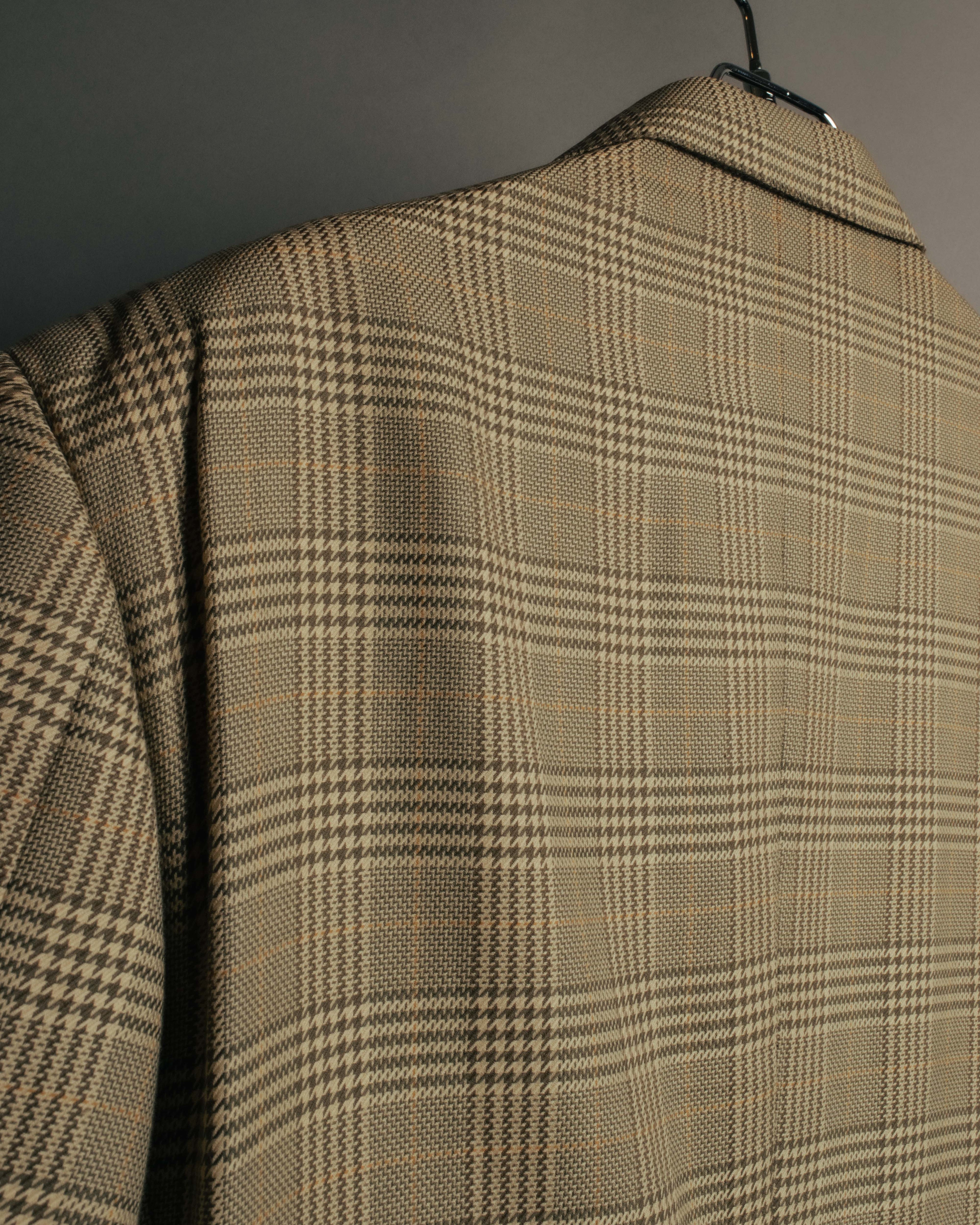"GUCCI" 90's-00's Vintage houndstooth and glen check structured cotton jacket