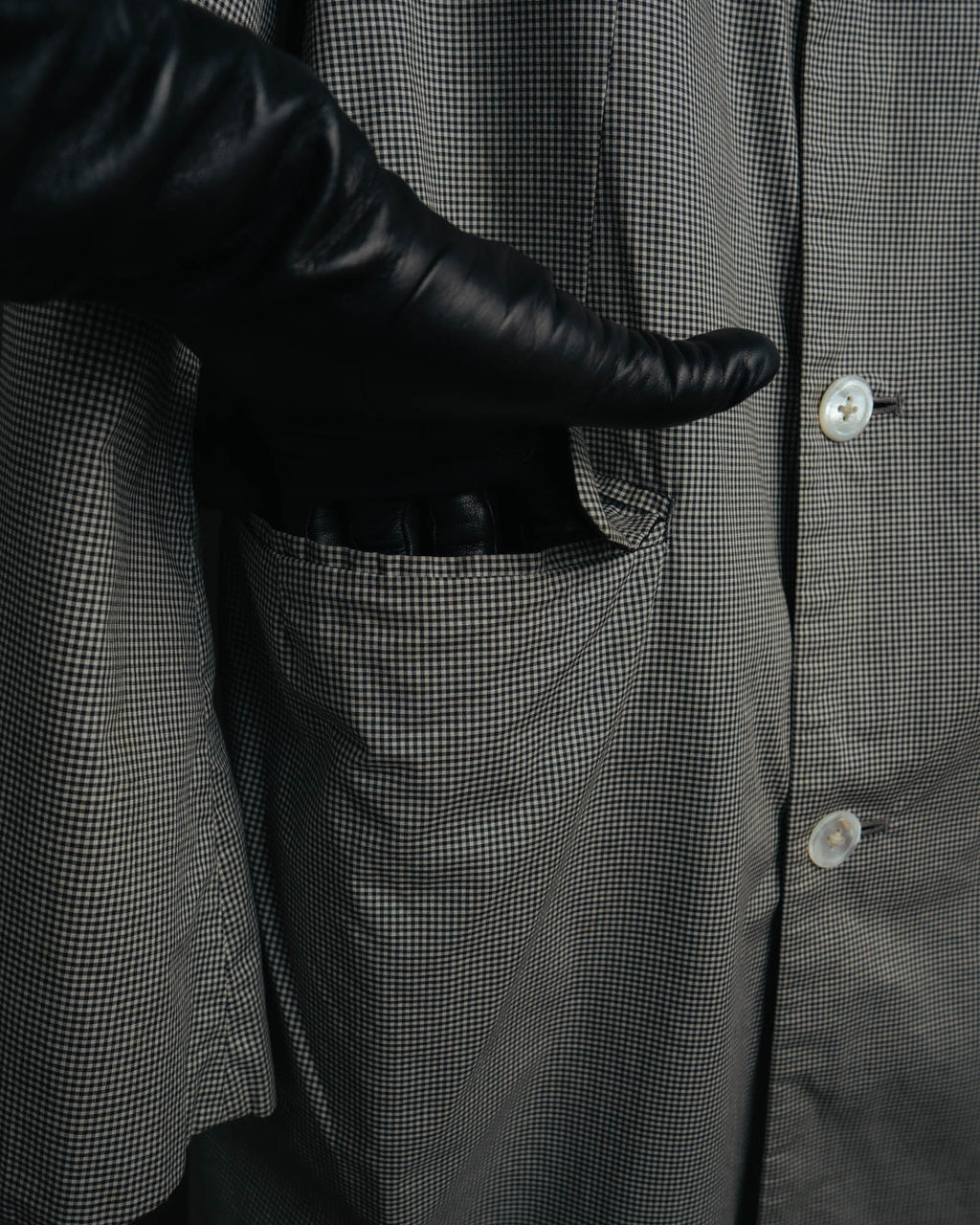 -SPECIAL- "Y's for men" 80's Double breasted houndstooth long jacket