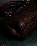 "MIU MIU" Antique design crocodile embossed leather 2way bag