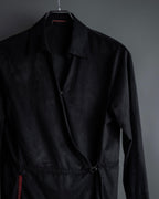 "PRADA" Wrap flap design micro suede jacket