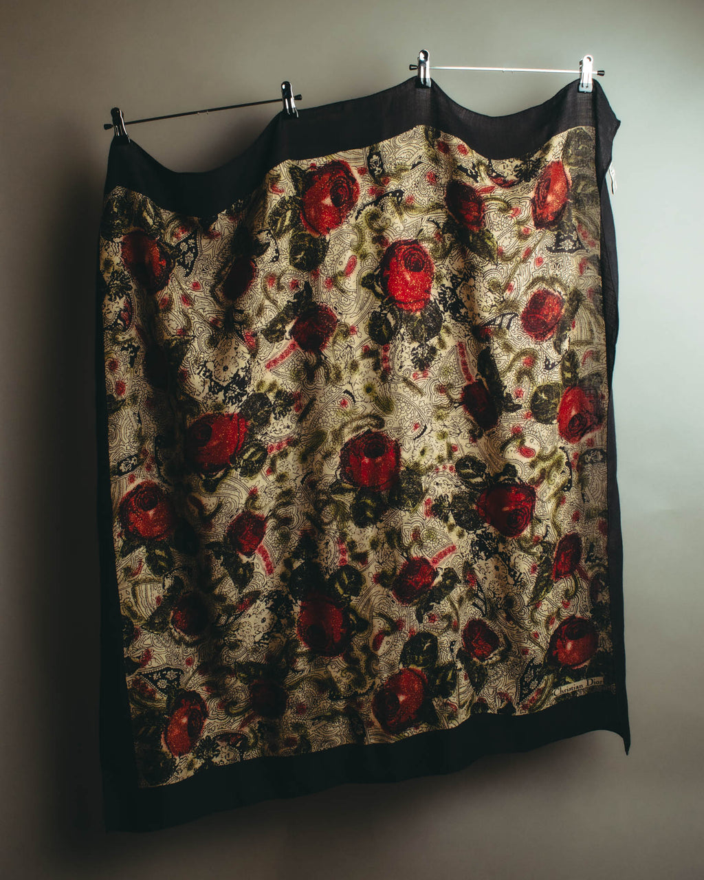 "Christian Dior" 80's-90's Floral paisley patterned large scarf