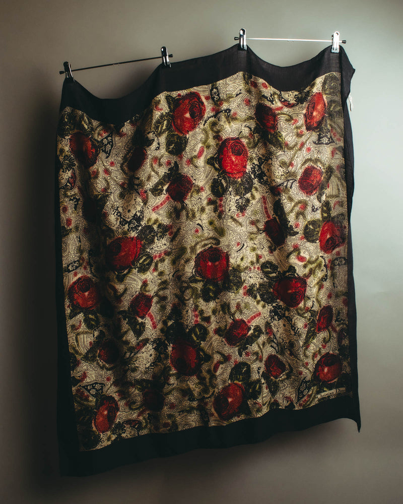 "Christian Dior" 80's-90's Floral paisley patterned large scarf