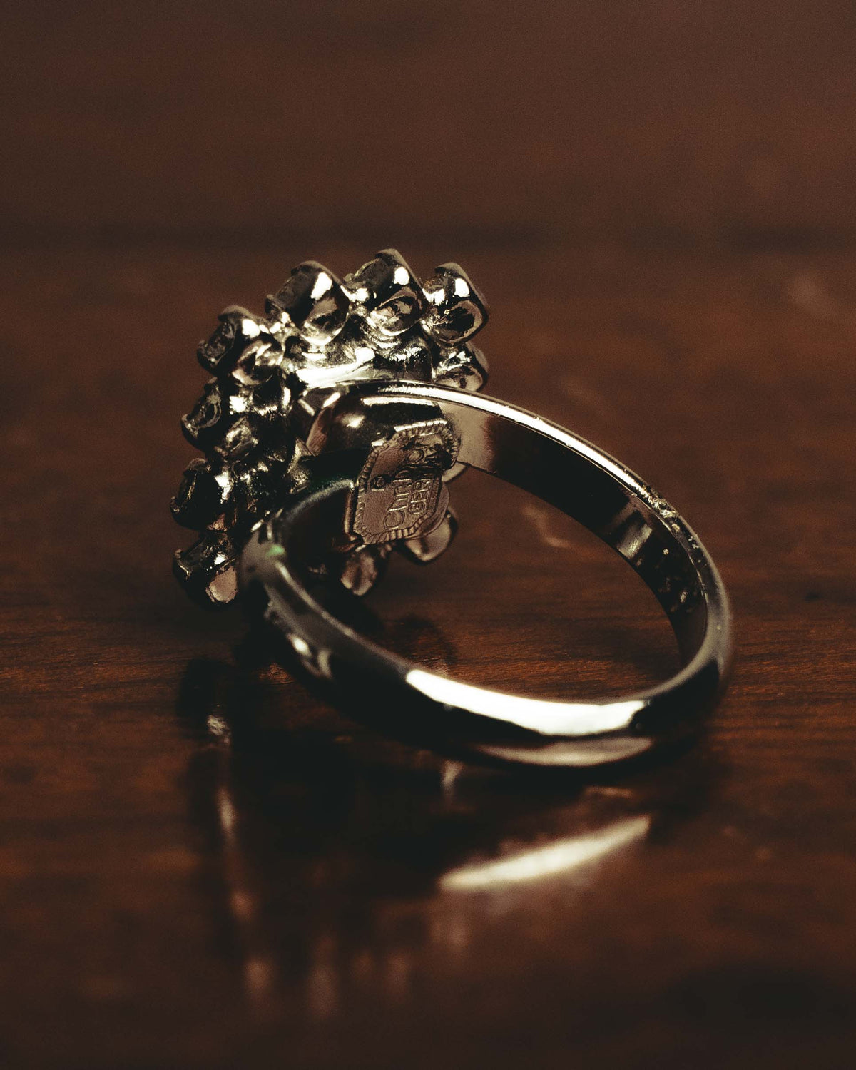 "Christian Dior" 70's-80's Emerald halo costume ring