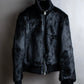 "DKNY" High neck ribbed fur double zip jacket