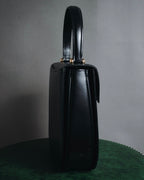 "PIERRE BALMAIN" 80’s-90’s box calf gold bar top handle bag