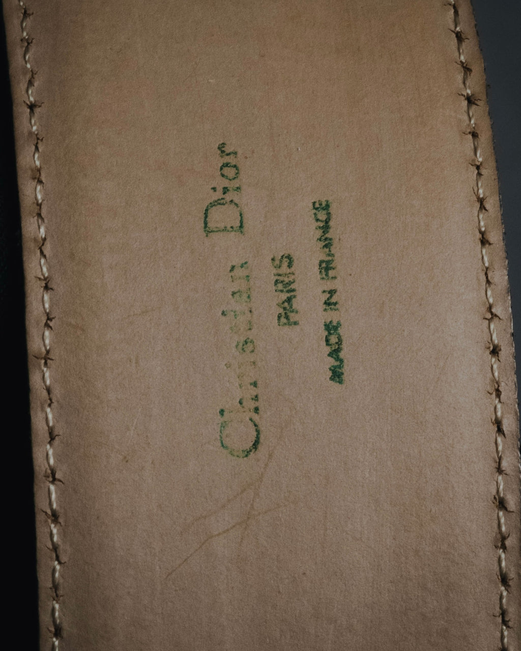 "Christian Dior" Oval logo buckle structured leather belt