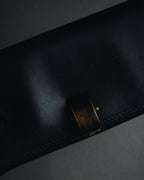 "GUCCI" Mid 00’s wood-lock leather long wallet