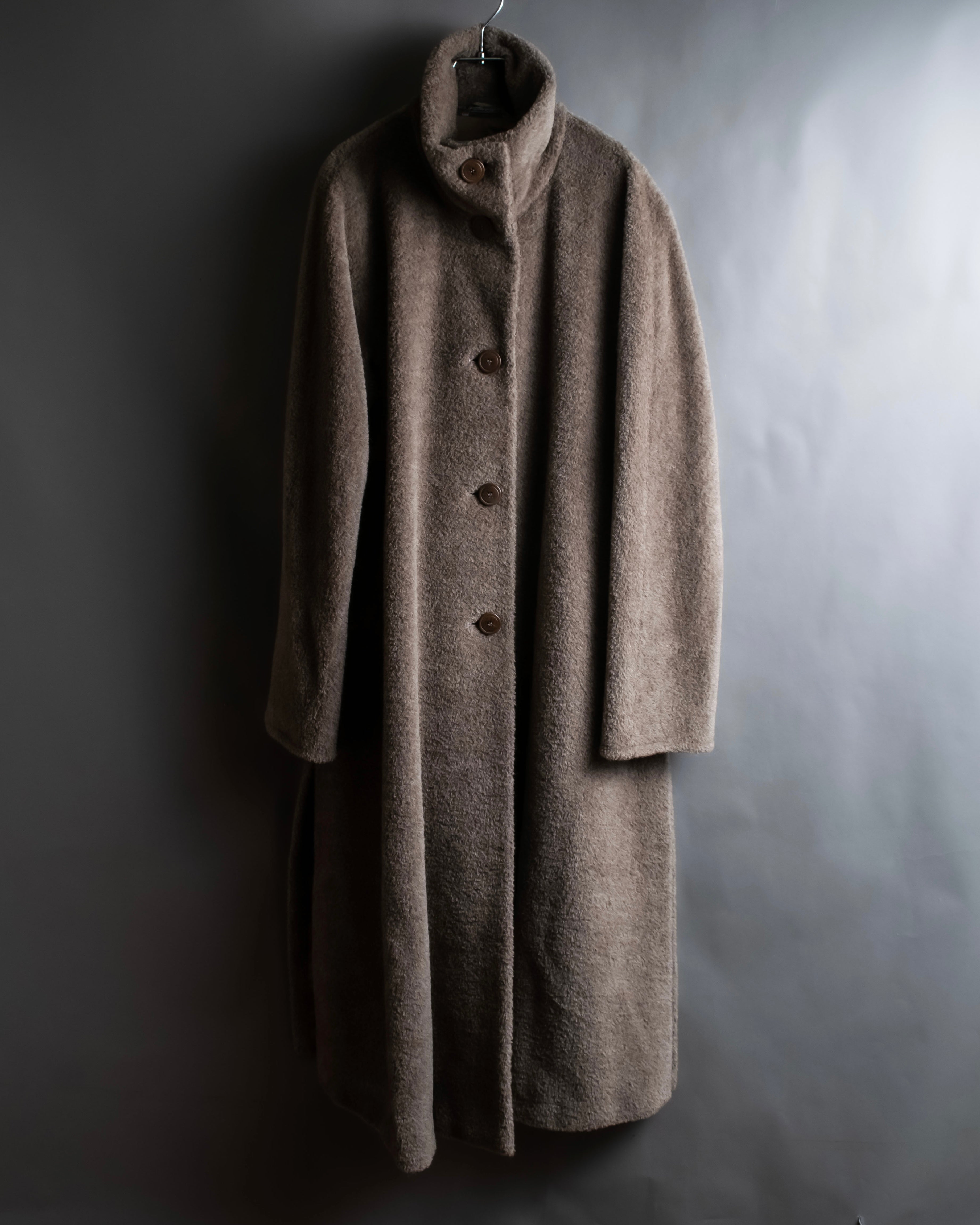 "Max Mara" Alpaca mix brown stand collar long coat