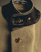 -SPECIAL- "Hermès" 80's-00's Leather collar tailored blazer