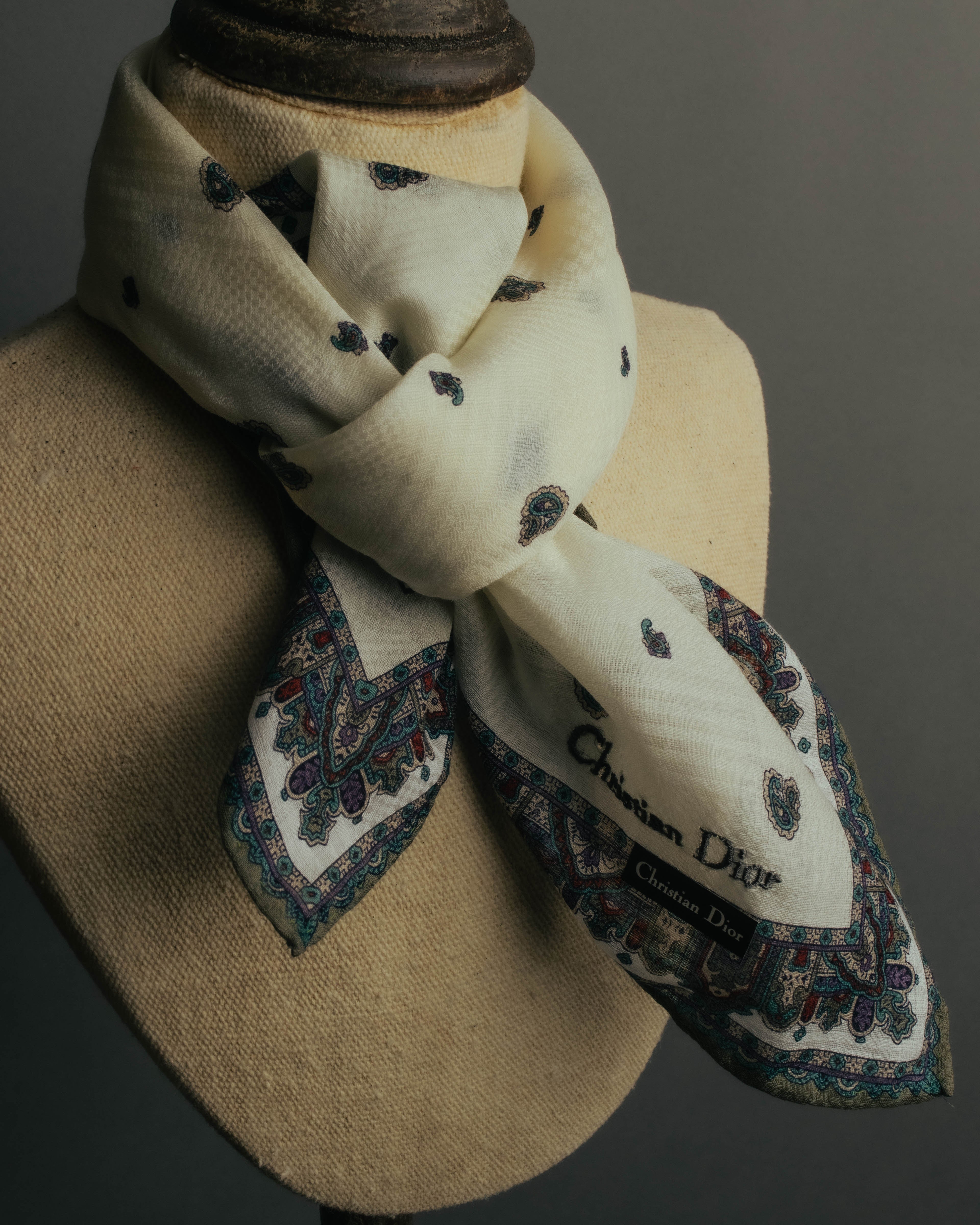 “Christian Dior” 80’s-90’s Cotton paisley border scarf