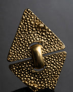 "YVES SAINT LAURENT" Granular texture diamond gold brooch