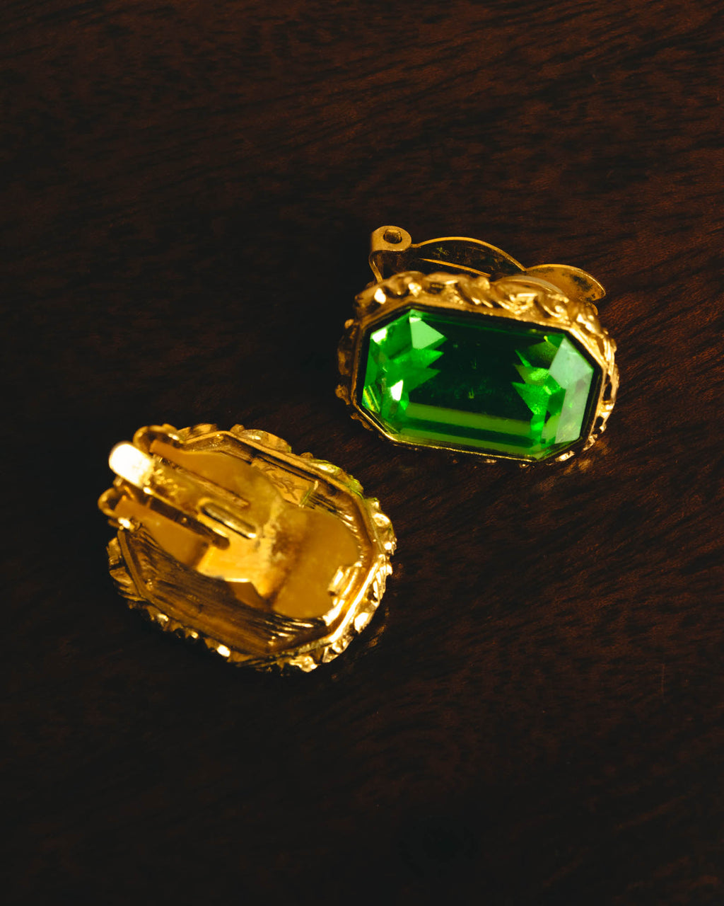 "Yves Saint Laurent" 80's-90's Emerald green clip-on earrings