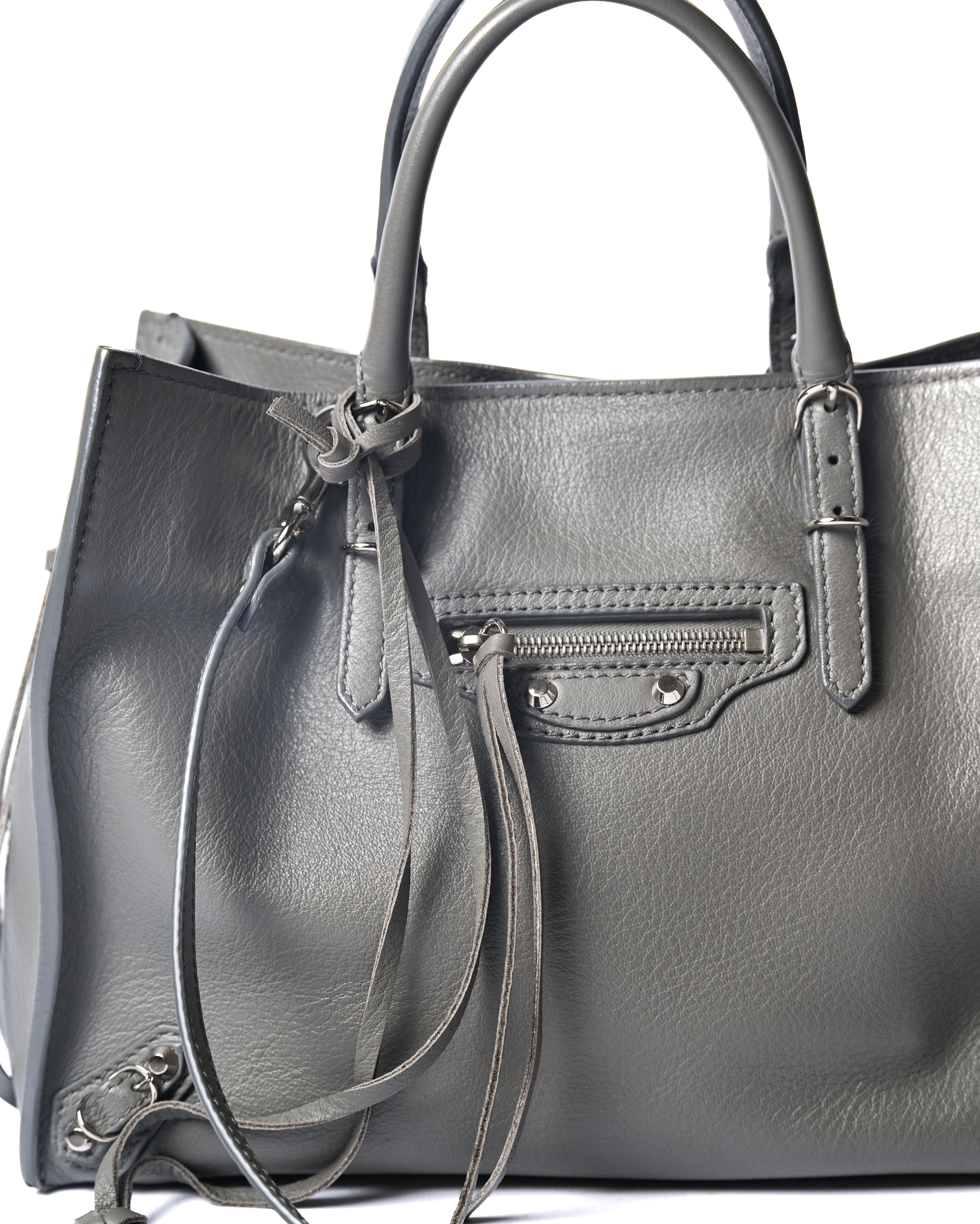 BALENCIAGA/ “Papier A6 ” Zip Around 2 Way Handbag Gray