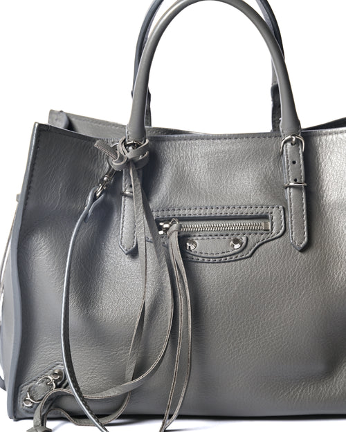 BALENCIAGA/ “Papier A6 ” Zip Around 2 Way Handbag Gray