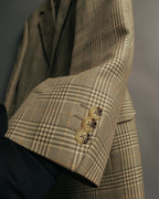 "GUCCI" 90's-00's Vintage houndstooth and glen check structured cotton jacket