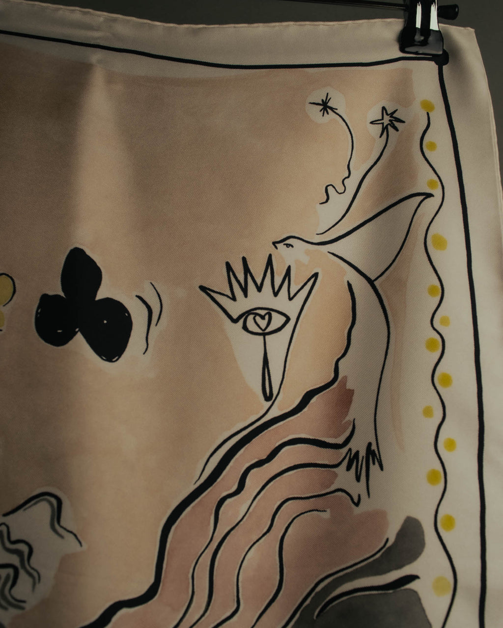 "Christian Dior" 2010's Modern surrealist trump print silk scarf