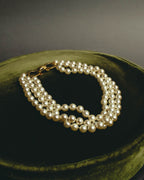 "Salvatore Ferragamo" 80's-90's Gancini three-strand pearl-style necklace