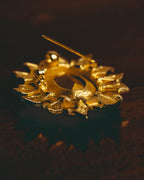 -SPECIAL- “Christian Dior” 80’s-90’s Sunburst amber glass pendant brooch