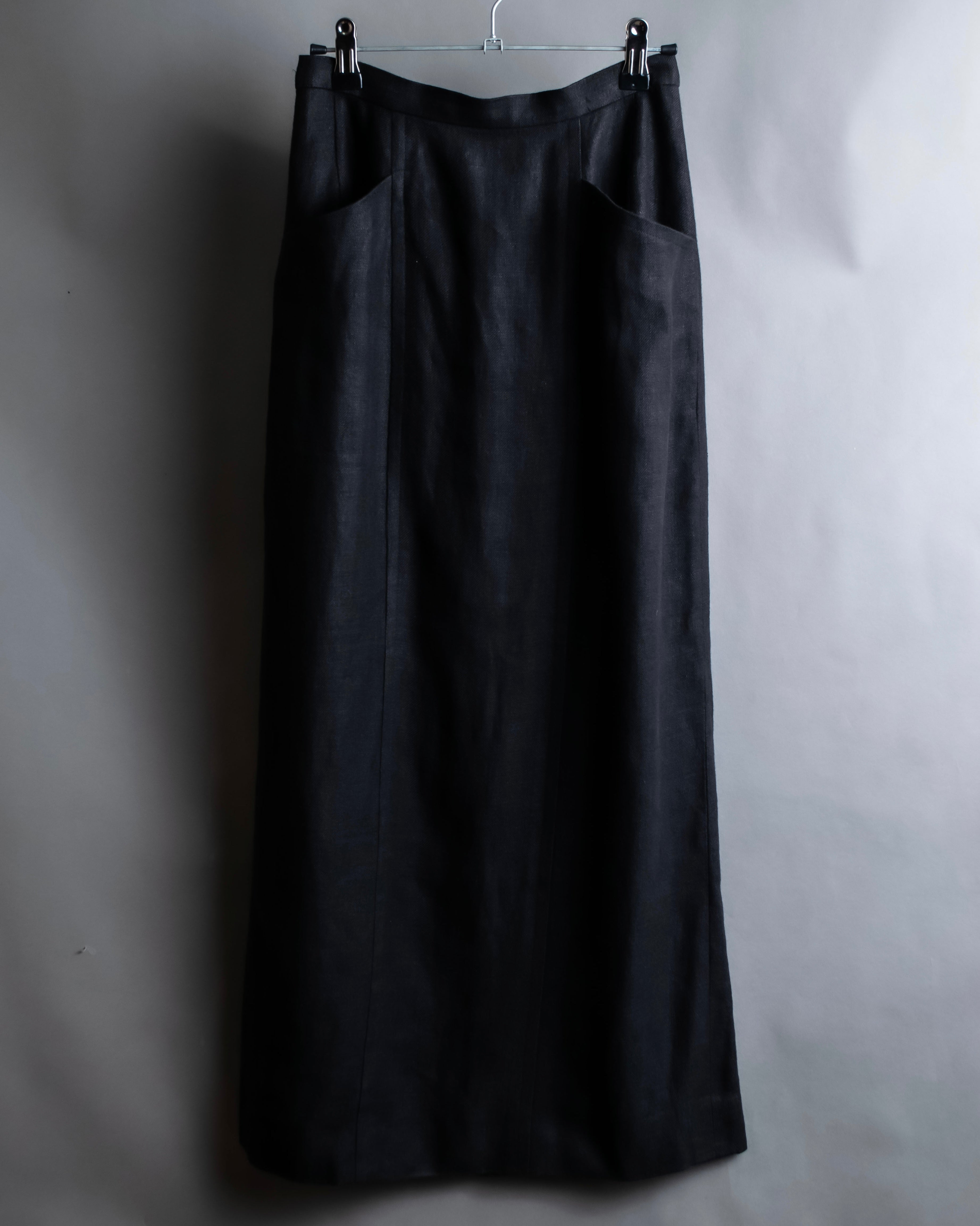 "CHANEL" Back button design flared maxi skirt