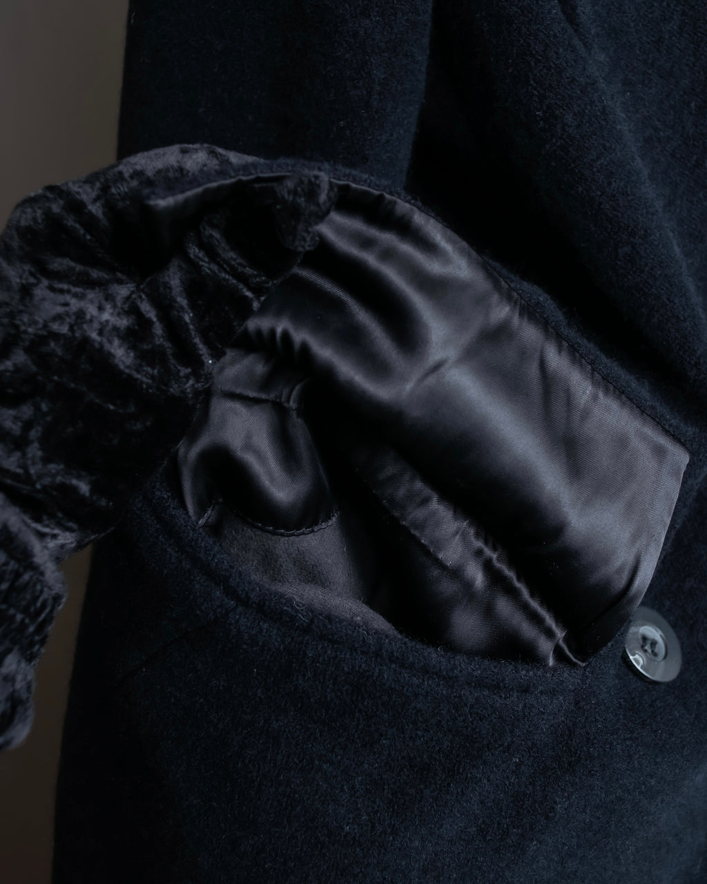 "Max Mara"
 Swakara fer collar oversized wrap style chester coat