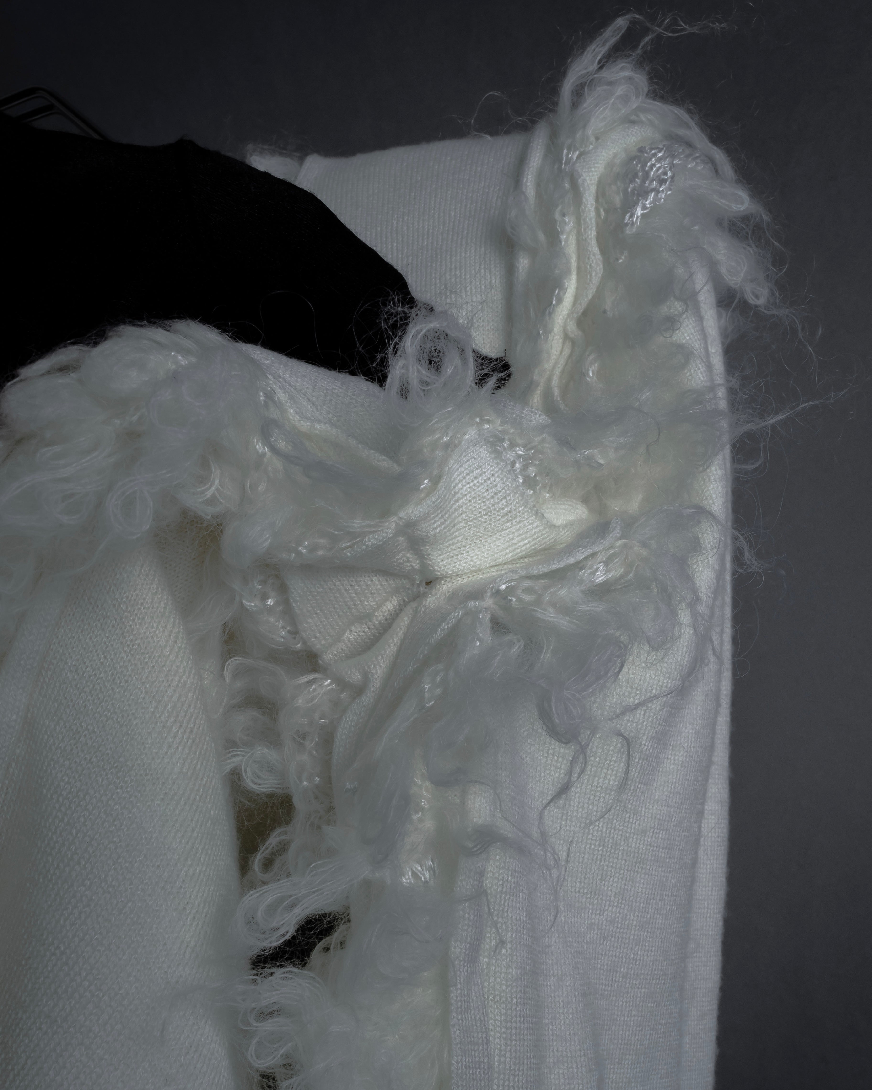 "COMME des GARCONS" 18AW layered mesh design fringe thick knit