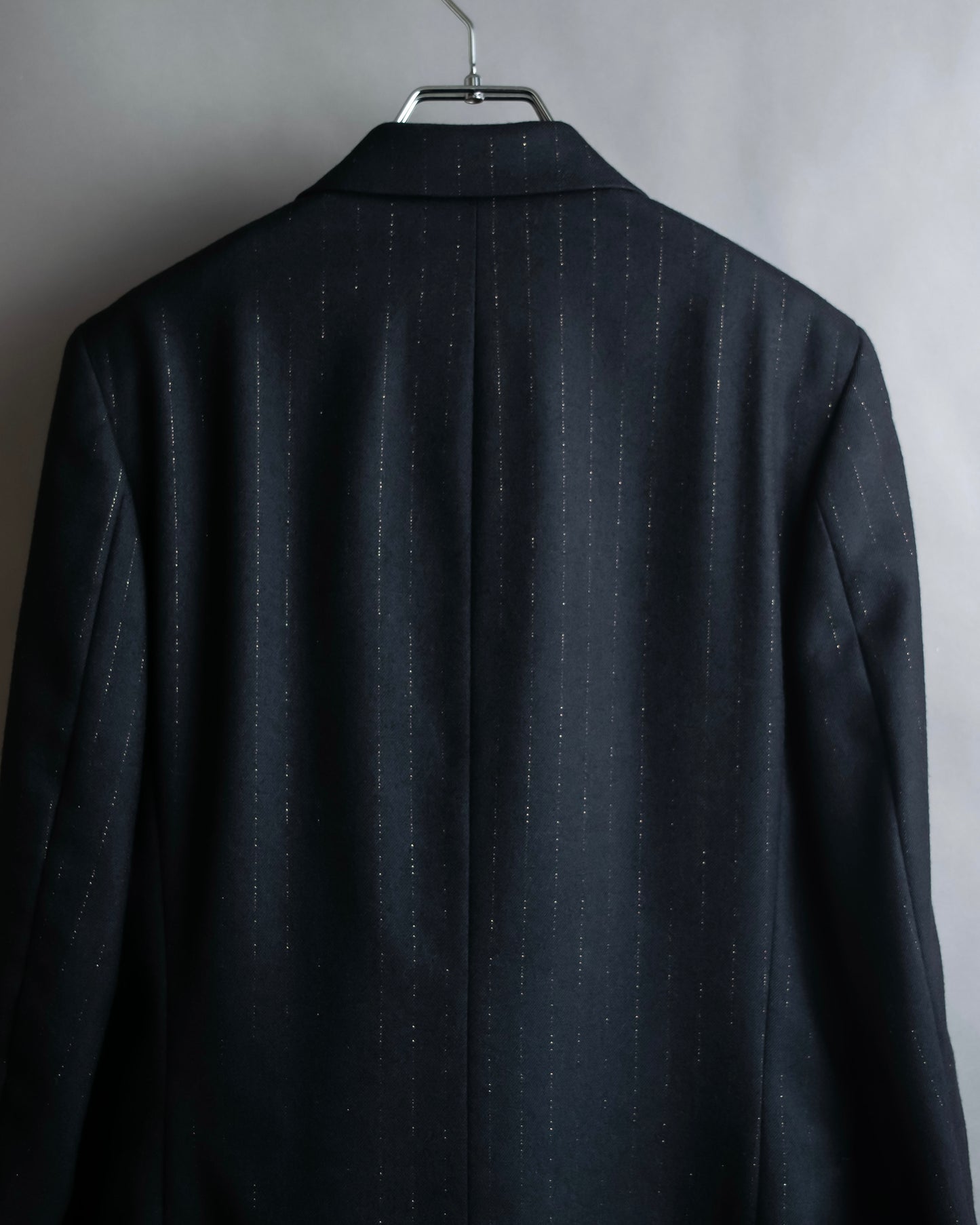 "PAUL SMITH" Peaked lapel tailored jacket and tapered slacks in glittery striped pattern set up