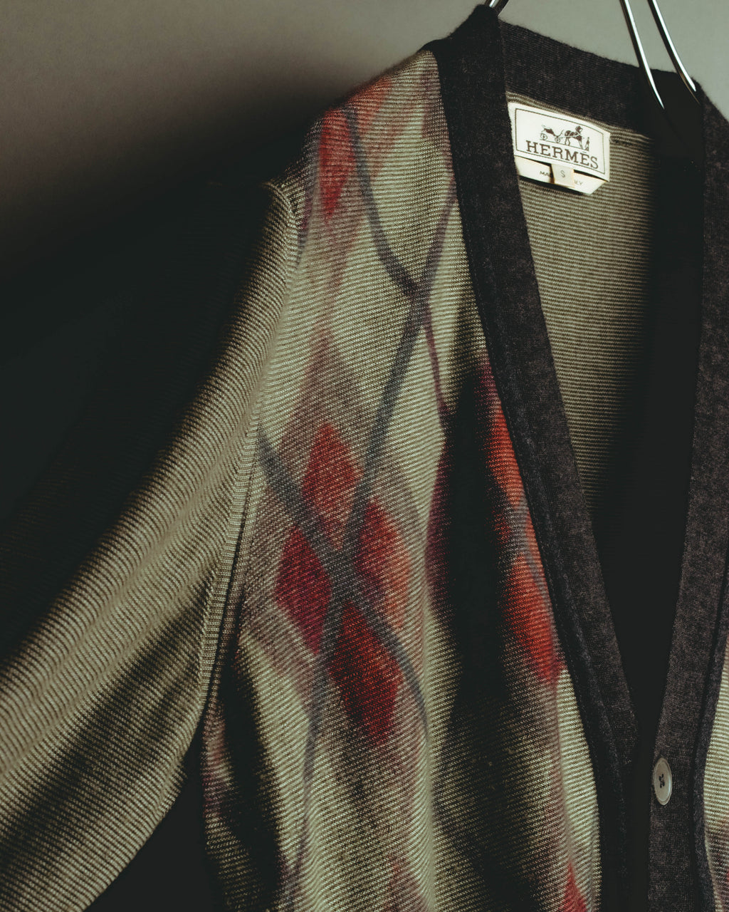 –SPECIAL– "Hermès" 90's-00's Plaid cashmere cardigan