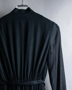 "SOANA" Bowtie belted design long black dress