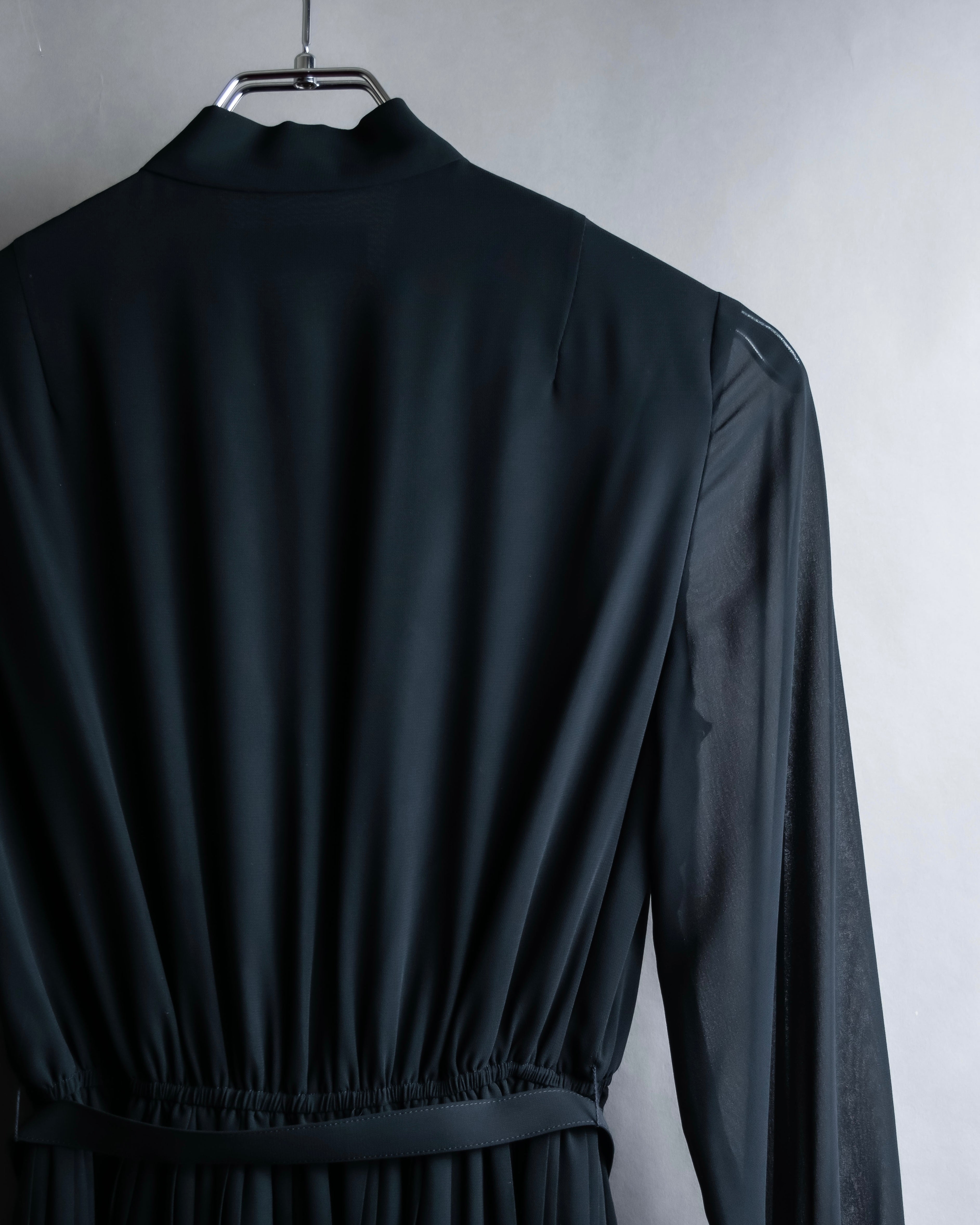 "SOANA" Bowtie belted design long black dress