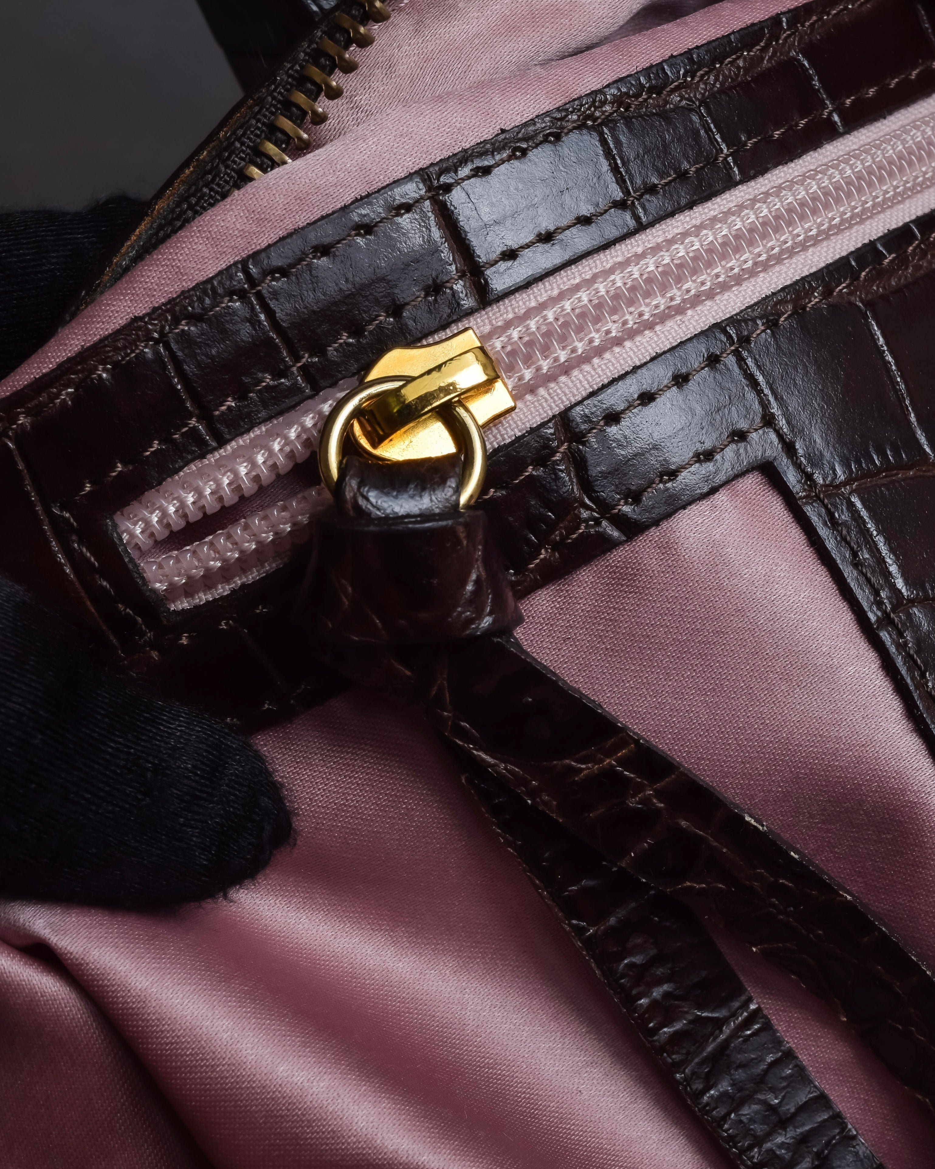 "FALORNI ITALIA LE BORSE" Mink fur leather combination design bag