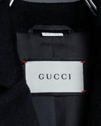 "GUCCI" Michele period solid black wool tailored coat