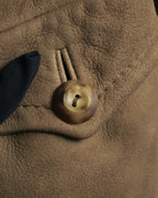 “LOEWE” 70’s-early 90’s Suede shearling belted long coat