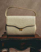 "HANAE MORI" 80's-90's Pleated butterfly clasp handbag