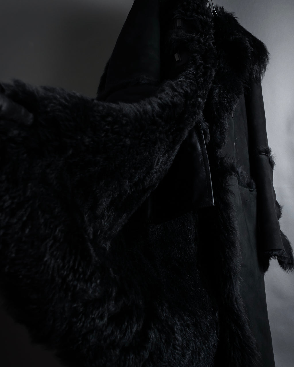 -SPECIAL- "GUCCI" 90's-00's Leather combination fur long coat