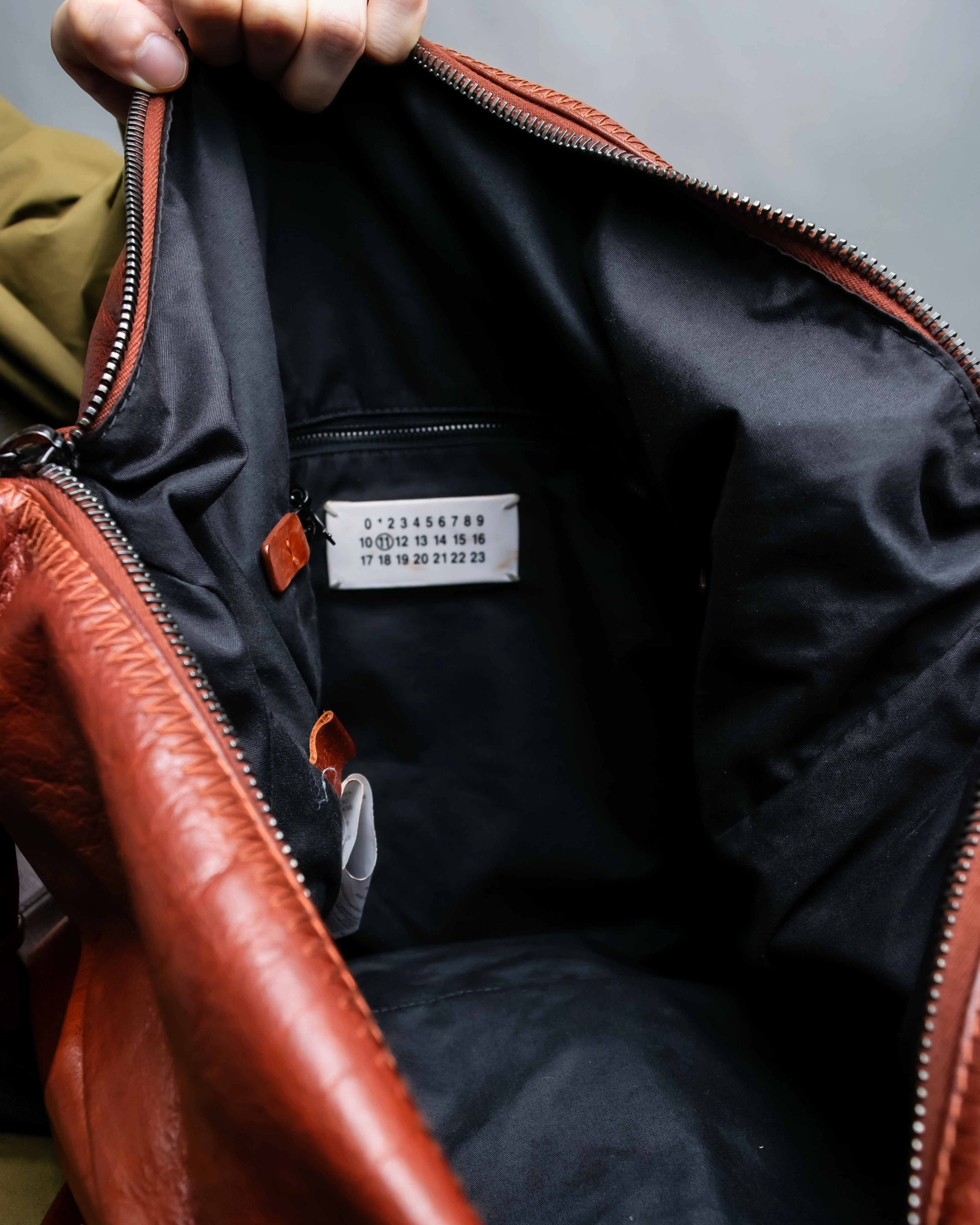 "MAISON MARGIELA" Genuine leather 2way brown color sailor bag